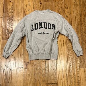 Anine Bing Gray Crewneck Sweater with London Print